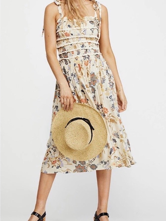Free People Dresses & Skirts - FREE PEOPLE ISLA FLORAL PRINT MIDI‎ DRESS Size Small Boho Hippie 71